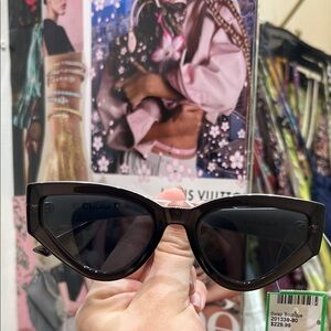 Christian Dior Black and Silver Cat-Eye Sunglasses